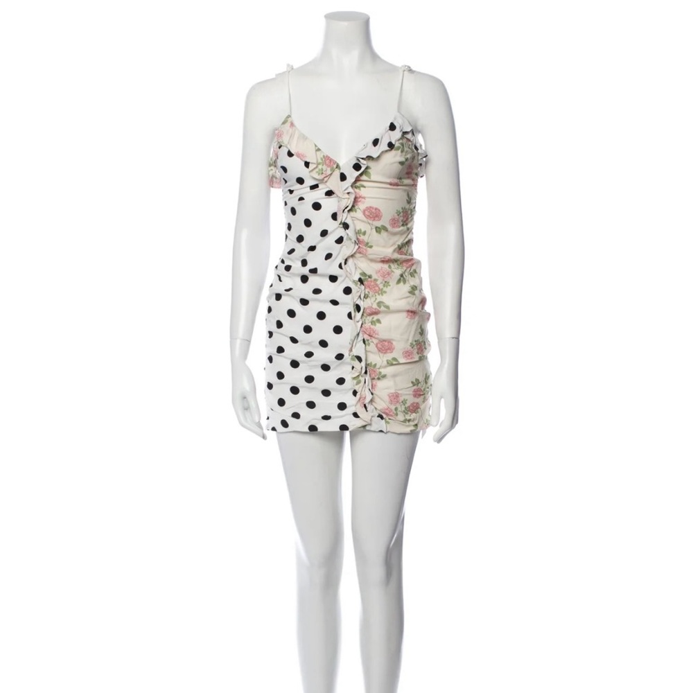 For Love And Lemons White and Pink Mini Dress